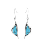 Retro Boho Turquoise Flower Earrings Hook Moonstone Dangle Drop Sapphire Women - Aimall