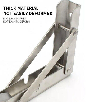 10-20" Stainless Steel Folding Table Bracket Shelf Bench 200kg Load Heavy Duty - Aimall