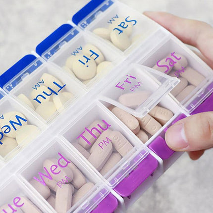 14 Slot 7 Day Pill Box Dispenser Medicine Organiser AM Case Medication AU Stock - Aimall