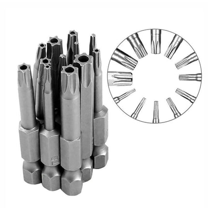 Torx Head Magnetic Screw Driver Bit Set 12pc Hex Shank Impact Power Tamper Proof - Aimall