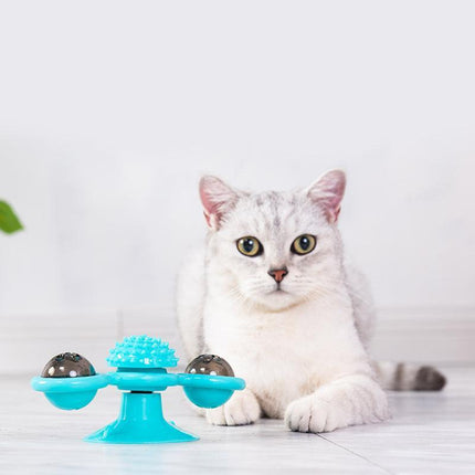 Windmill Pet Cat Treat Food Dispenser Toys Slow Feeder Puzzle Interactive Toys - Aimall