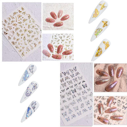 3D Nail Butterfly Design Sticker Decor Decal Holographic Laser Nail Art Sticker - Aimall