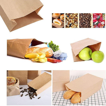 Brown Kraft Paper Bags Take Away Food Lolly Grocery Buffet Craft Gift Market Bag - Aimall