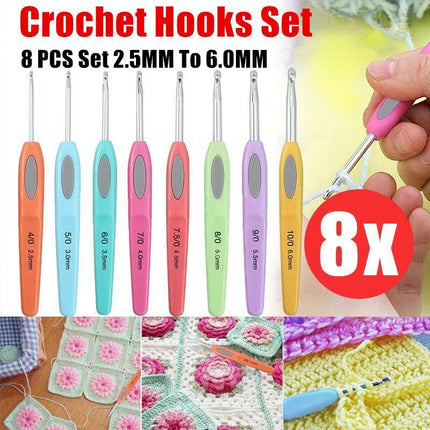 8x RSI Sewing Tool Crochet Hooks Kit Yarn Knitting Needles Ergonomic Grip Set AU - Aimall