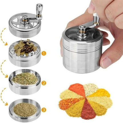 4-layer Smoke Grinder Aluminum Herb Grinders Hand Crank Herbal Tobacco Grinders - Aimall