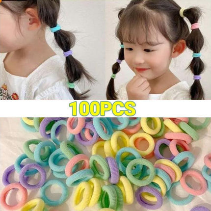 100x Hair Ties Elastic Band Snagless Ponytail Tie School Bubbles Various Colours - Aimall