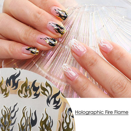 1PC NEW 3D Nail Art stickers Flames manicure decals nail accessory AU STOCK - Aimall