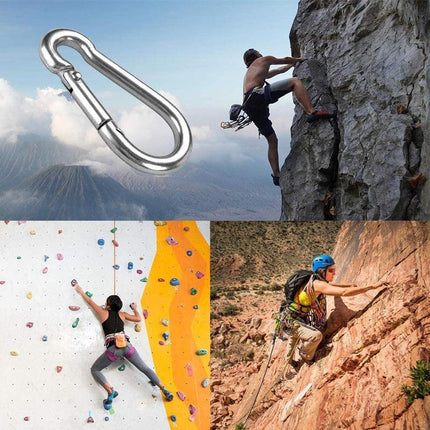 10PCS Stainless Steel Snap Hook Carabiner Ring Screw Keychain Clip for Camping - Aimall