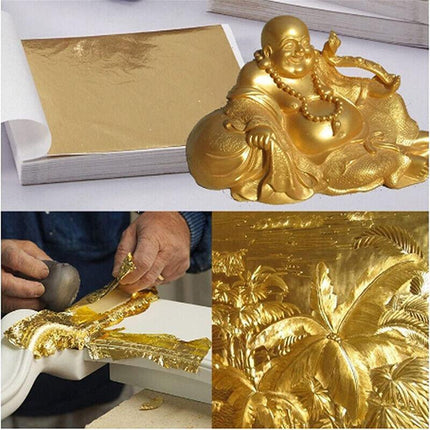 100x Gilding Gold Silver Leaf Sheet Book Foil Paper Decorating Nails Art Craft - Aimall