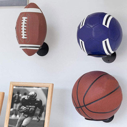 Wall Mounted Ball Rack Holder Basketball Football Hoop Display Save Space Stand - Aimall