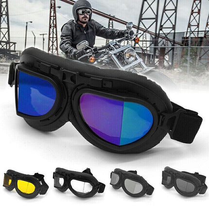 Vintage Pilot Motorcycle Racing Goggles Aviator Retro ATV UTV Dirt Bike Eyewear - Aimall