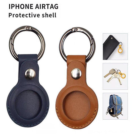 For Apple AirTag Leather Case Cover Air Tag Keychain Holder Sleeve Shell Tracker - Aimall