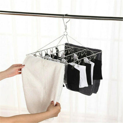 30/40/55 Pegs Stainless Steel Laundry Sock Underwear Clothes Dryer Rack Hanger - Aimall
