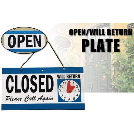 Open - Closed Will Return Sign Business Shop Door Restaurant Hand Crafted Clock - Aimall