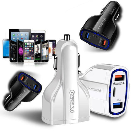 3 Port USB PD Quick Fast Car Charger QC3.0 Adapter Cigarette Lighter Socket AU - Aimall