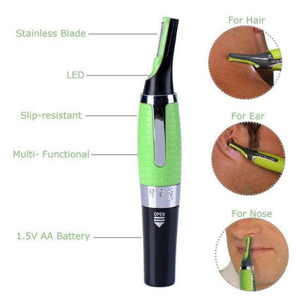 Hair Trimmer Groomer Nose Ear Eyebrows Neck hair Razor with light micro touch AU - Aimall