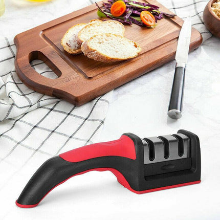 AU Knife Sharpener 3 Stage Kitchen Diamond Sharp Knives Scissor Sharpening Tool - Aimall
