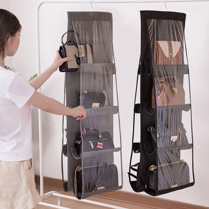 8 Pocket Double-sided Bag Handbag Storage Holder Hanging Organizer Shelf AU - Aimall