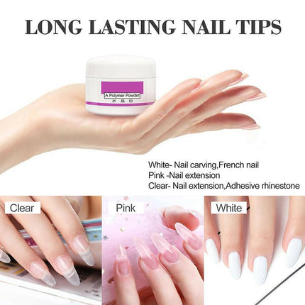 Acrylic Nail Art Starter Kit Clear White Pink Acrylic Powder 120ML Liquid Set AU - Aimall