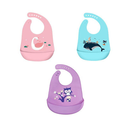 Baby Feeding Bib Apron Smock Silicon Waterproof Easy Clean 0-6 Kid Toddler Pouch - Aimall