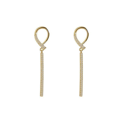 Silver Women Earrings Stud Crystal Cubic Zircon Dangle Wedding Gift AU Stock - Aimall