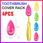 4PCS Toothbrush Cover Rack Holder Gripping Smile Face Suction Stand Mount Wall - Aimall