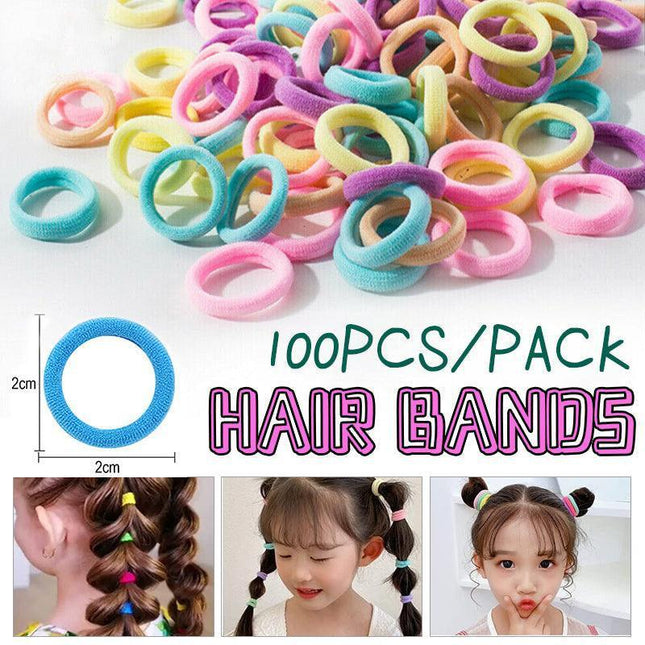 100x Hair Ties Elastic Band Snagless Ponytail Tie School Bubbles Various Colours - Aimall