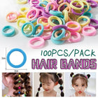 100x Hair Ties Elastic Band Snagless Ponytail Tie School Bubbles Various Colours - Aimall