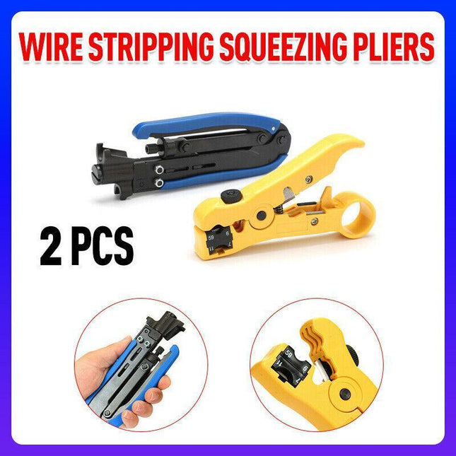 RG6 RG11 RG59 F Type Compression Coax Coaxial Cable Crimper Stripper Tool Kit AU - Aimall