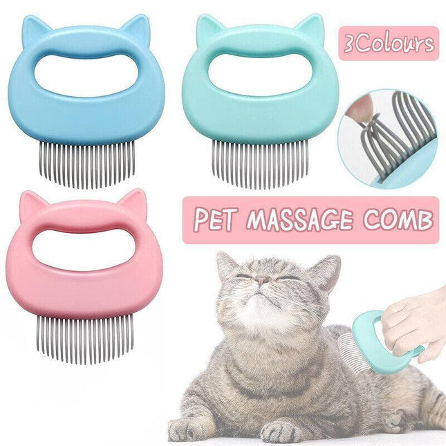 1-3xRelaxing Cat Comb Massager Pet Grooming Brush Dog Hair Removal Open KnotTool - Aimall