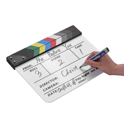 Acrylic Clapboard Dry Erase Director Film Movie Action Clapper Clap Board Slate - Aimall