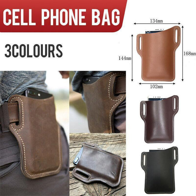 Men's Belt Clip Loop Holster Waist Bag Leather Pouch Cover Case For Phones AU - Aimall
