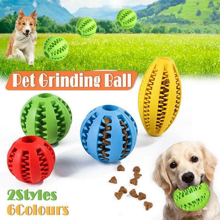 Dog Chew Toy Rubber Ball Dental Clean Teeth Healthy Food Dispenser Puppy Pet AU - Aimall