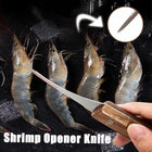 Stainless Steel Shrimp Cleaner Cutter Opener Wooden Handle Prawn Peeler Kitchen - Aimall