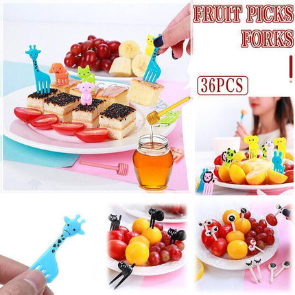 36 Pcs Mini Kids Animal Food Fruit Picks Forks Lunch Box Accessory Decor Tool AU - Aimall