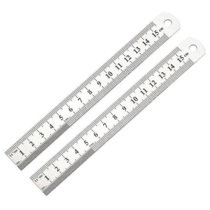 1/2 x 10cm 15cm 20cm Double Sided Stainless Steel Metal Ruler Rule Precision AU - Aimall
