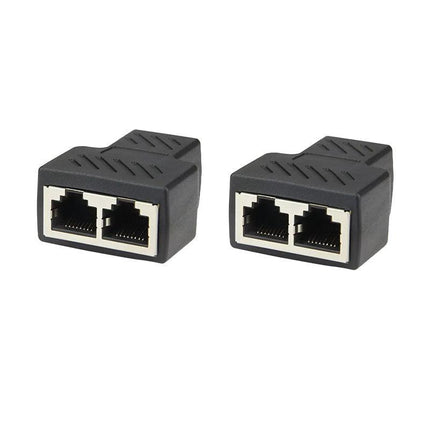 RJ45 LAN Ethernet Splitter Plug Network Double Adapter Coupler Cable Connector - Aimall