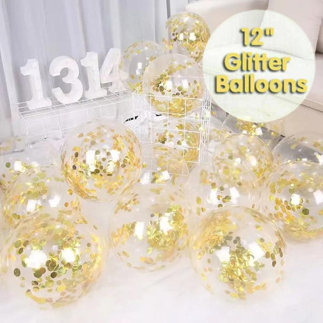 10/100x 30cm Confetti Balloons Glitter Clear Latex Birthday Party Wedding Sequin - Aimall