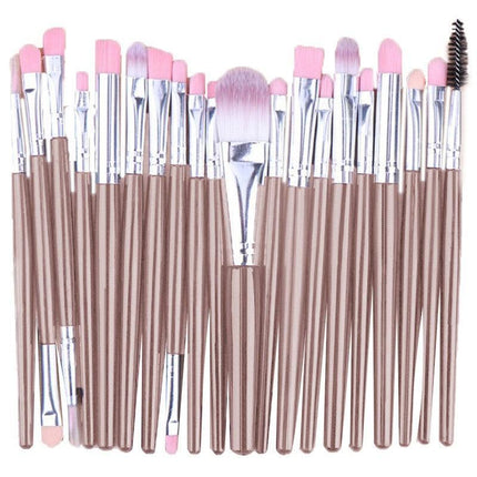 20 Pcs Makeup Brush Set Eyeshadow Eyebrow Powder Foundation Contour Lip Brushes - Aimall