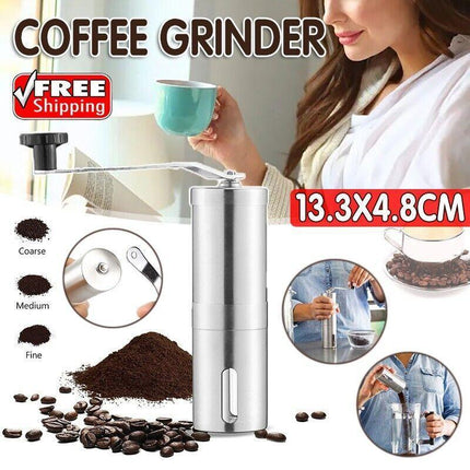 Manual Coffee Bean Grinder Stainless Steel Hand Coffee Mill Ceramic Burr - Aimall