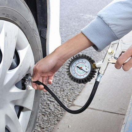 NEW Tyre Pressure Gauge Air Tire Inflator Meter Car Pump Hose Compressor 220 PSI - Aimall