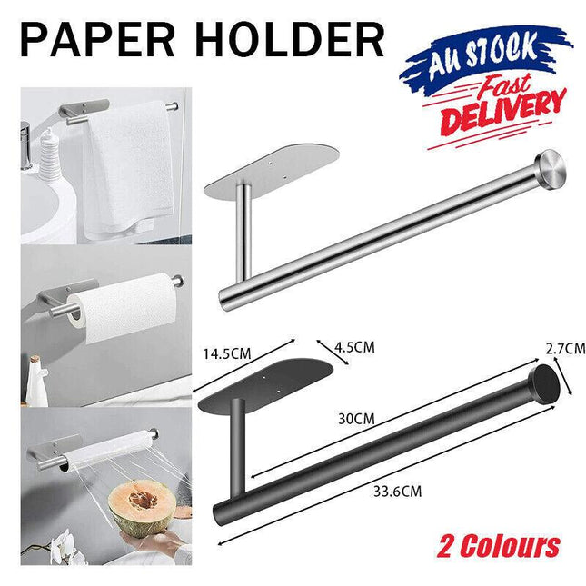 Kitchen Hanger Paper Roll Cabinet Towel Holder OrganizerRack Shelf Wall Adhesive - Aimall