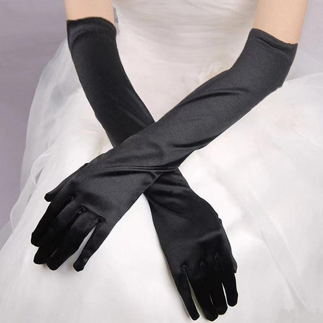 Ladies Long Satin Gloves Opera Costume Bridal Party Prom Wedding Womens Glove AU - Aimall