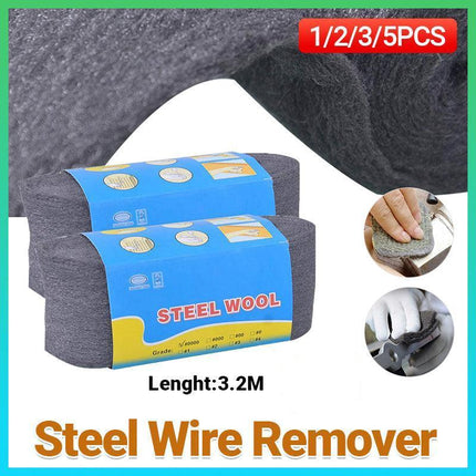 1/2/3/5PCS Grade 0000 Steel Wire Wool 3.2m For Polishing Cleaning Remover AU - Aimall