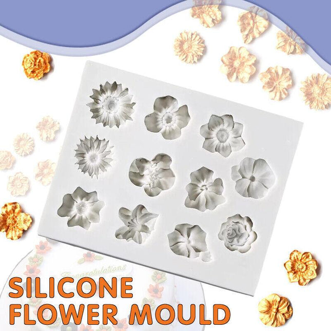 3D Silicone Flower Lace Fondant Mould Cake Border Decor Baking Mold SugarcraftAU - Aimall