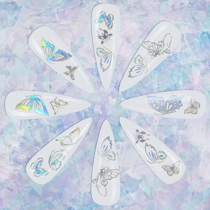 3D Nail Butterfly Design Sticker Decor Decal Holographic Laser Nail Art Sticker - Aimall
