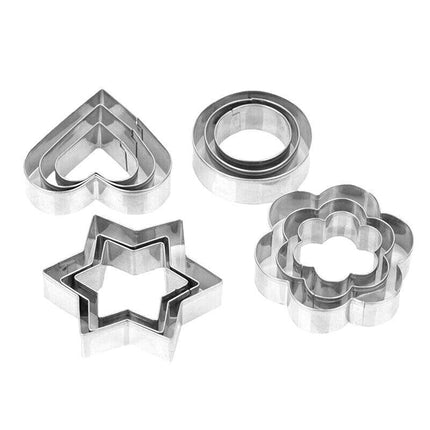 12Pcs Stainless Steel Cookie Biscuit DIY Mold Star Heart Cutter Baking Mould AU - Aimall