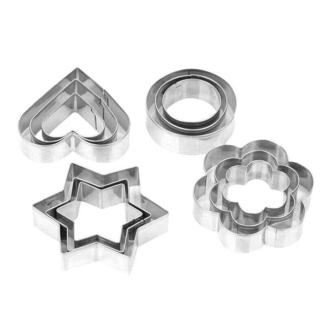 12Pcs Stainless Steel Cookie Biscuit DIY Mold Star Heart Cutter Baking Mould AU - Aimall