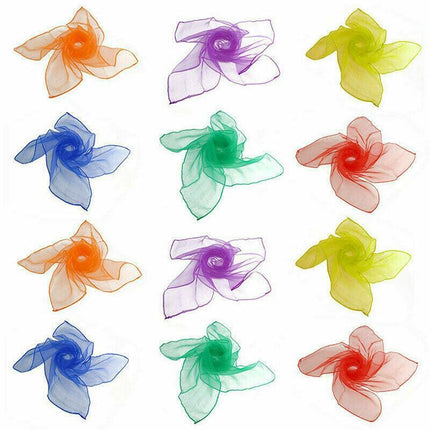12pcs Gradient Juggling Silk Dance Magic Tricks Dancing Props Scarves Chiffon AU - Aimall