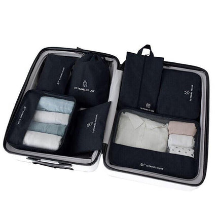 7Pcs Packing Cubes Travel Pouches Luggage Organiser Clothes Suitcase Storage Bag - Aimall